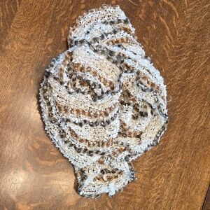 Infinity Textured Knit Scarf in Brown, Gray, Cream and Metallic Copper